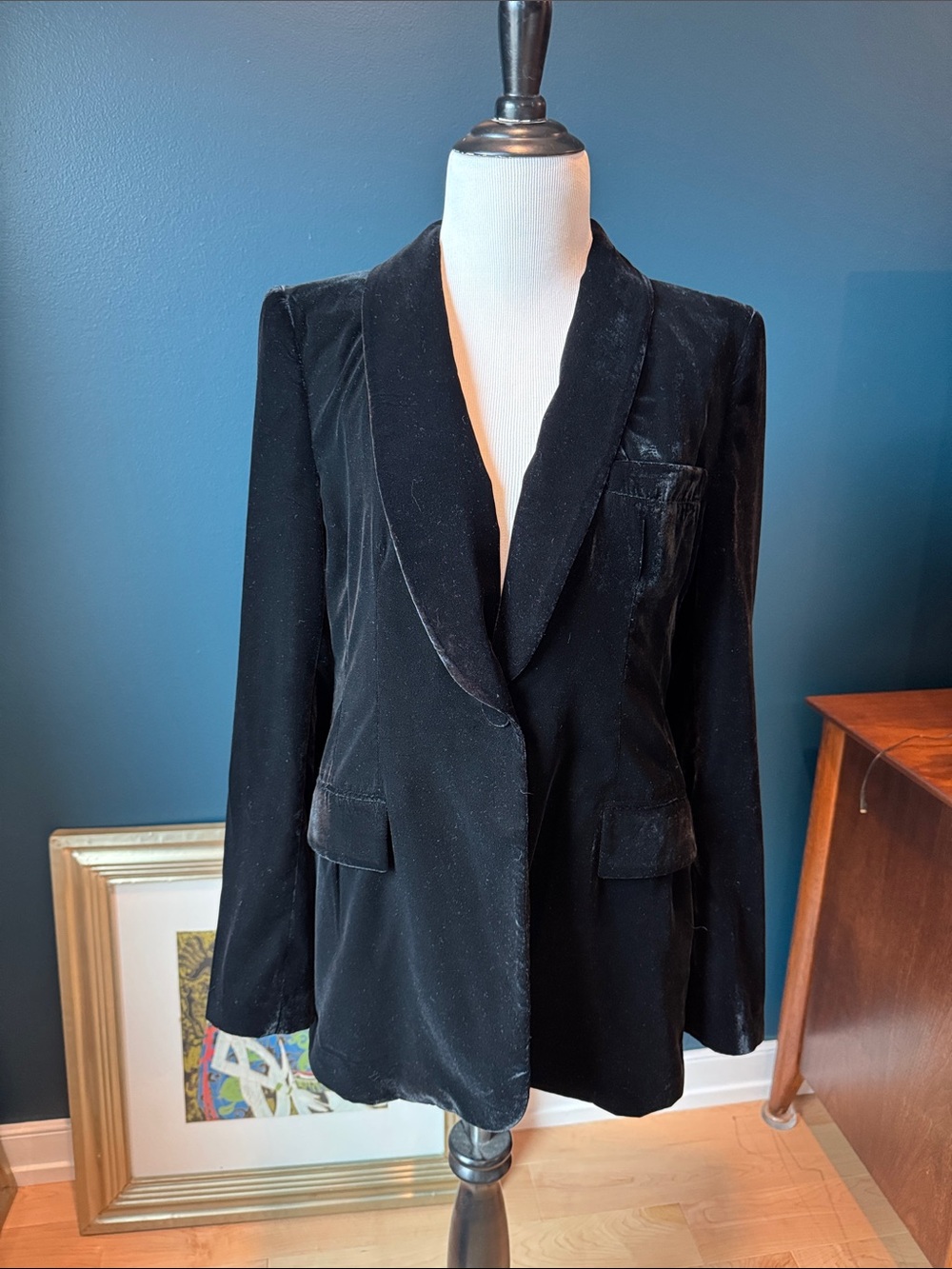 Zara Black Velvet Blazer